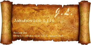 Jakubovics Lili névjegykártya